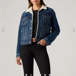 Levi's Blue Denim Jacket with Cream Sherpa Collar